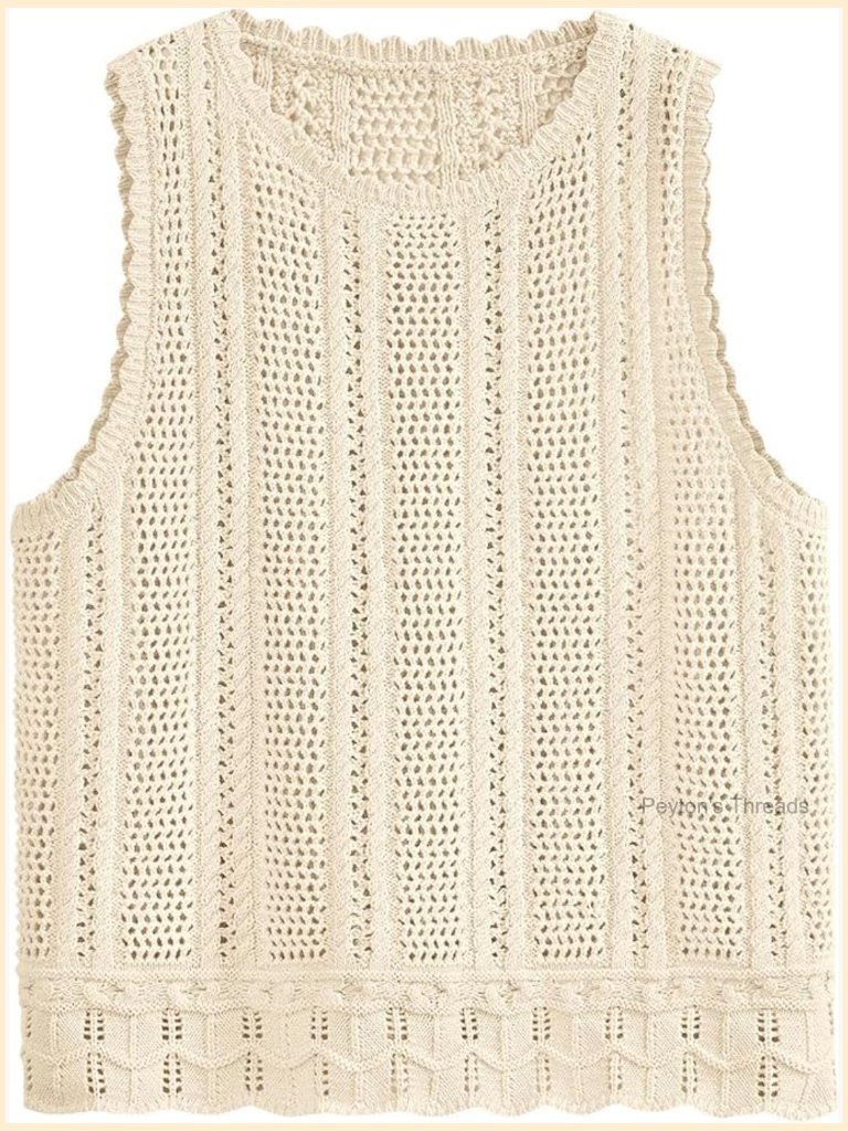 Crochet Sweater Vest Tank Top Cover Up 60% Cotton 40% Acrylic